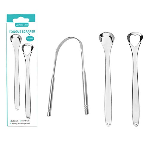 Tongue Scraper Cleaner, Stainless Steel Tongue Scraper for Adults and Kids, Reduce Bad Breath, tounge scraper cleaner Fresh Breath Protect, Oral Care Pack 3