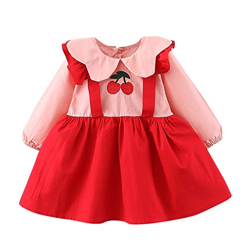 Yesmile Vestidos Bebe Conjuntos de Camiseta de Manga Larga Vestidos Patchwork con Volantes Estilo Simple de San Valentín para Niñas