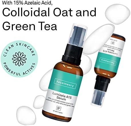 Lumizela Azelaic Acid Serum A15 | 15% Azelaic Acid, Colloidal Oat and Green Tea | Face Serum | Anti-Inflammatory | Reduce Blood Vessel Appearance | Vegan & Cruelty-Free | Made in UK | 30ml