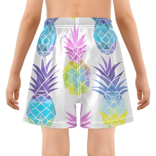 Bolaz Toddler Boys Swimwear Swim Trunks with Compression Liner 4T Rainbow Pineapple3