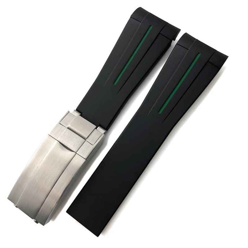 Bracelet en caoutchouc de silicone 20mm 21mm vert pour montre sport