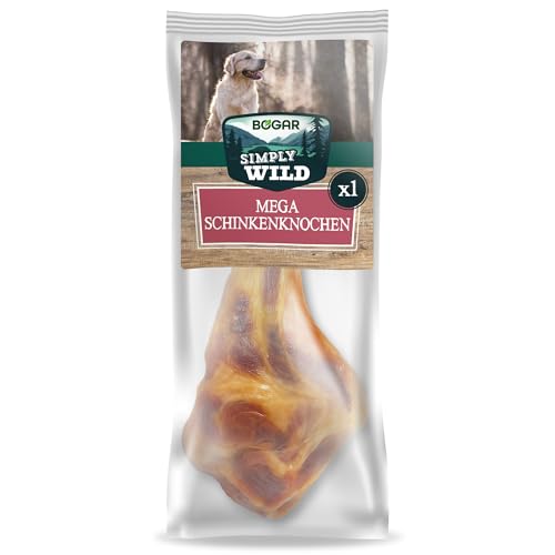 Bogar - Simply Wild - Hundeknochen – Hundefutter als Ergänzung zur täglichen Ernährung – Hundeleckerli in Form eines getrockneten Mega-Schweineknochens – Unterstützt die Hundepflege & Zahngesundheit