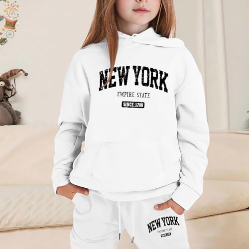 Sweat à capuche imprimé fille ensemble vêtement coton hiver 1-9 ans