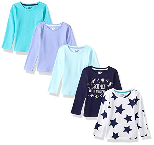 Amazon Essentials Mädchen Langärmelige T-Shirts 5er-Pack Mehrfarbig/Sterne 8 Jahre
