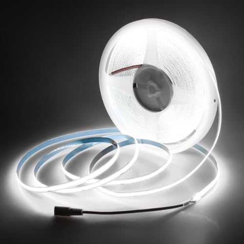 Aclorol 24V COB Led Strip Light 32.8ft COB Flexible Led Strip Light Cool White 6000K Super Bright for TV Party Other Home Indoor Decor 10M 3200Leds CRI85+(Power Supply&LED Dimmer Not Included)