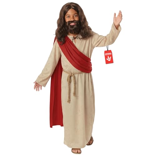 Disfraz de Jesús para niños con peluca y barba miniatura 1