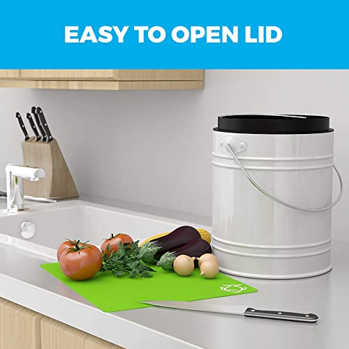 Cooler Kitchen 3L COMPOST BIN Bin For Kitchen Countertop - Sturdy 3 Liter White Countertop Kitchen Compost Bin W/Ez- No Lock Lid, And Separate Plastic Liner - Includes 2 Charcoal Filters - Odor-Free Seal & Dishwasher Safe thumb #2