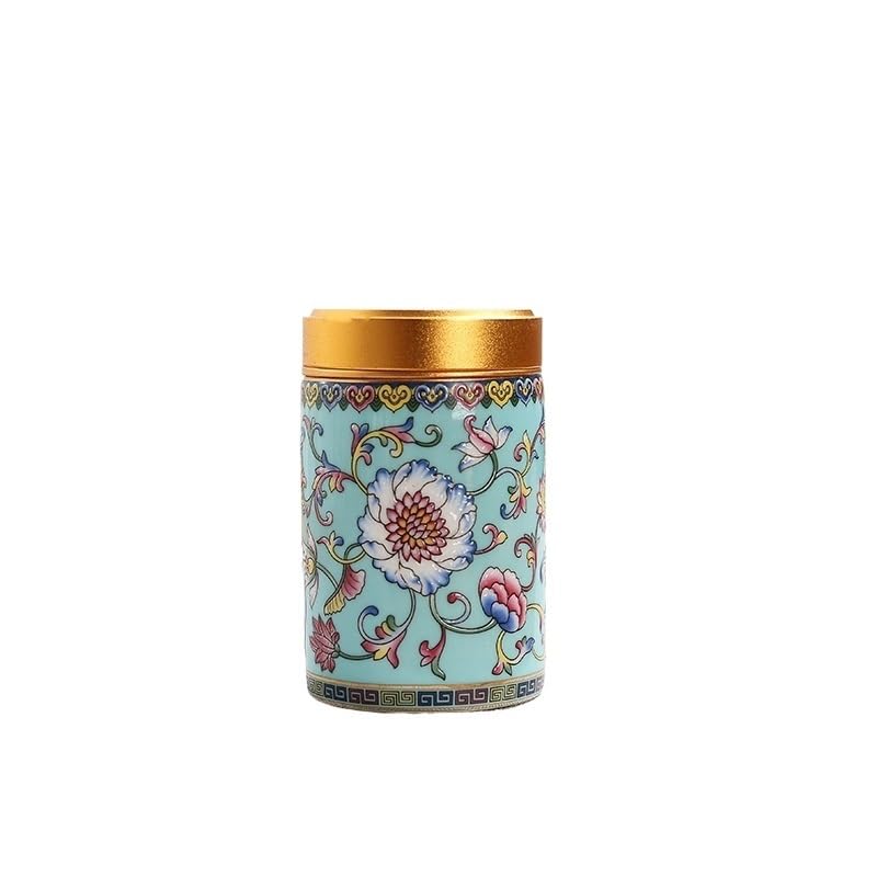 XYNSNDB Zuckerdose, Keramikdose mit Metalldeckel, versiegelte Dosen, Kleiner Vorratsbehälter, tragbare Teedose, Teedose, Bonbonglas, Tee-Organizer, Aufbewahrungsbox, Teedose (Farbe: 01 groß)