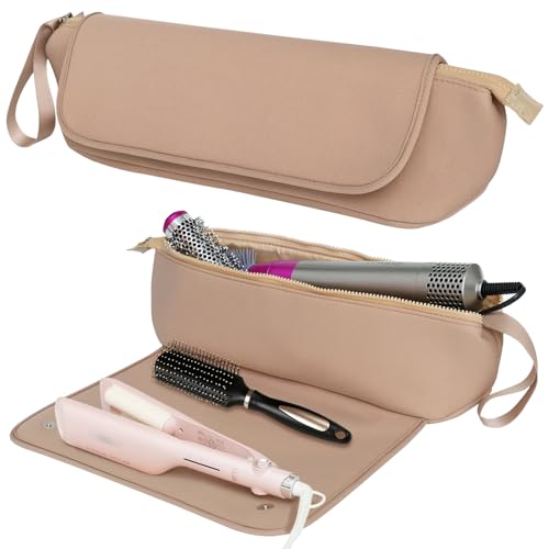 sweet lion Hair Tools Travel Bag and Heat Resistant Mat for Curling Iron,Flat Irons,and Hair Accessories, Large Waterproof Portable Hair Tools Bag with Storage Pockets and Handle