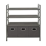 neatfreak! 4 Tier Stackable Metal Storage Rack w Fabric Bins