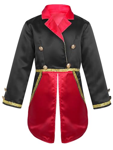 renvena Boys Circus Ringmaster Tuxedo Coat Halloween Kids Toddler Lapel Collar Long Sleeve Tailcoat Jacket