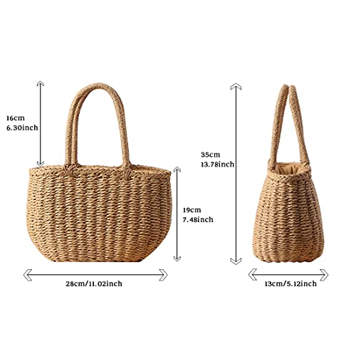 Bolso Hobo Pequeño de Paja para Mujer con Asa Redonda miniatura 4
