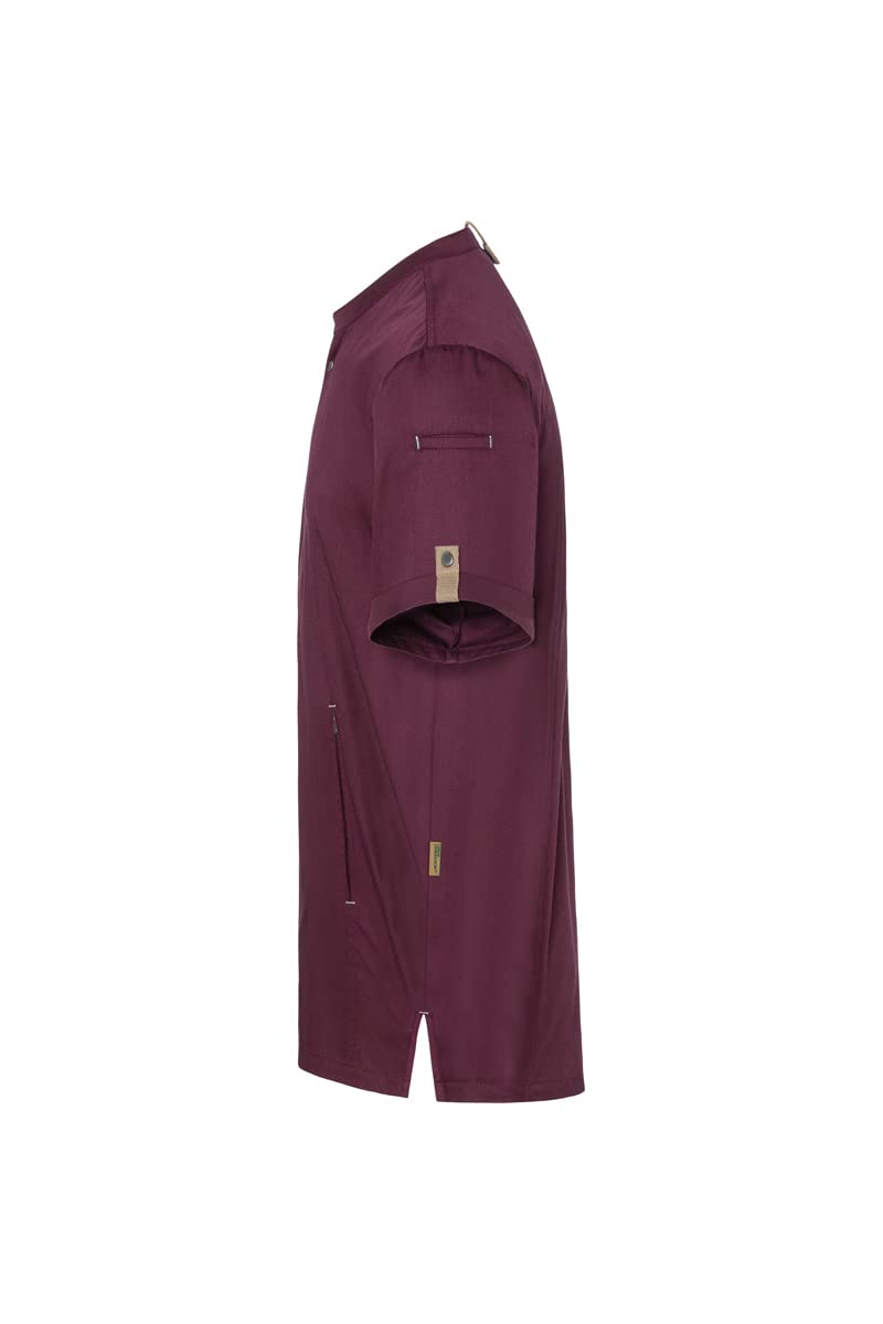 Karlowsky JM 36 PASSION GREEN-GENERATION Kurzarm Kochjacke aus Recyceltem Plastik, Vorderseite: 65% Polyester/35% Baumwolle, Rückseite: 100% Polyester, Aubergine, Größe 50