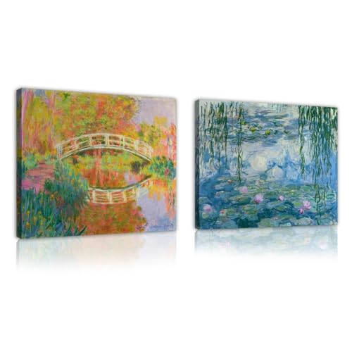 Nénuphars de Monet impression sur toile pour décor de bureau et salon apaisant 35x45cm