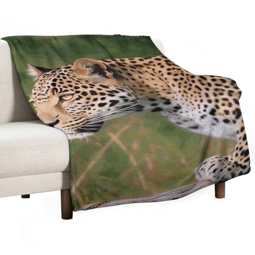 Couverture léopard en flanelle 76x127 cm pour lit et canapé