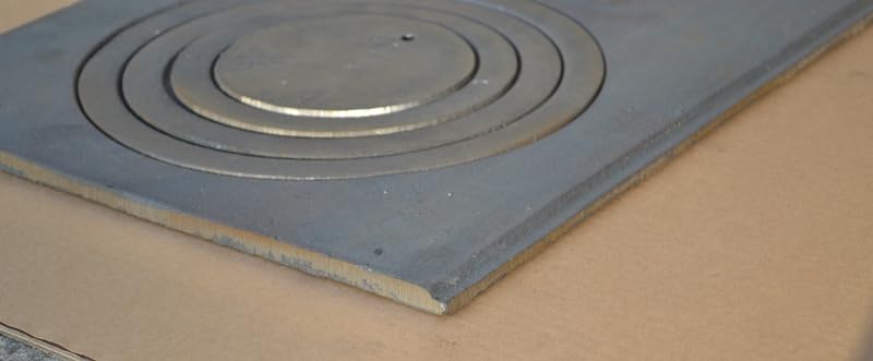 SEZAM Placa de fundición para horno con 2 agujeros, 62 x 32 cm, placa de carbón de hierro fundido gris