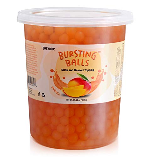 Popping Boba Pearls Bursting Tea Balls Drink & Dessert Topping Strawberry Mango Blueberry Passion Fruit Flavored Bubble Tea Pearls (Mango, 2 LB 1 Pack)