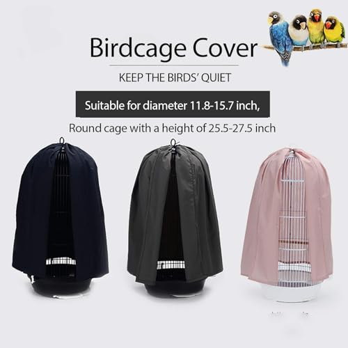 Image of QBLEEV Round Parrot Birdcage Cover, Pet Universal Blackout Cage Cover Shade | Windproof light-proof sleep reduces distractions night accessories cloth without cage, bow tie clouser, easy to wear