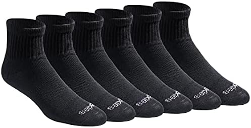 Dickies Men's Dri-tech Moisture Control Quarter Socks Multipack, Solid Black (6 Pairs), Shoe Size: 6-12
