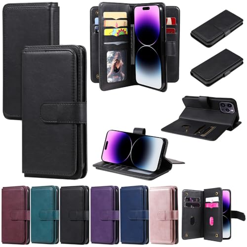 Étui compatible avec iPhone 15 Pro Max portefeuille cuir violet
