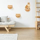 🥰 Estantes para gatos hechos a mano: la hamaca para gatos y la escalera para trepar gatos brindan un diseño de varios niveles para llenar el instinto de trepar de su gato. Los estantes para gatos en la pared brindan a sus gatos un ambiente agradable para mantenerlos activos y felices.