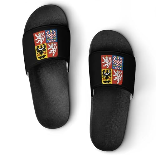 Czech Republic Coat of Arms Flag Non Slip Slides Sandals for Women Men Quick Drying Shower Shoes for Bathroom Pool Beach