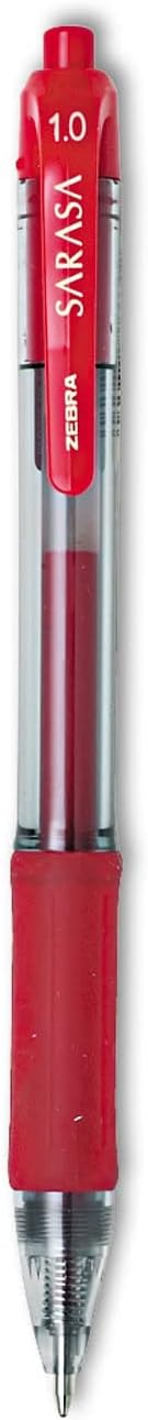 Zebra 46630 Sarasa Retractable Gel Pen, Red Ink, Bold, Dozen