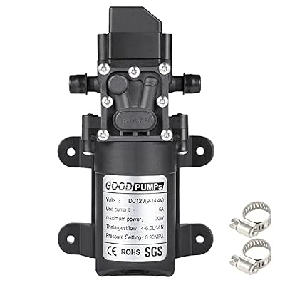 VeYocilk DC 12V Diaphragm Water Pump?0.9GPM?131Psi,Fresh Water Pump,Self Priming Sprayer Pump with Pressure Switch with 2 Hose Clamps for RV Camper Marine Boat Garden Lawn