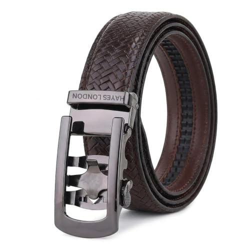 Image of HAYES LONDON Leather Ratchet Belt for Men | Adjustable No-Holes | Customizable Fit, Stylish & Effortless Buckle | Formal & Casual Wear Belts