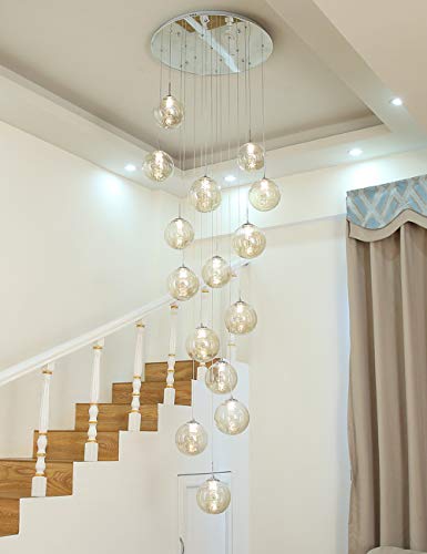Lustres d'escalier LED creux et design en verre pour illuminer une villa