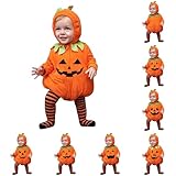 Material del disfraz halloween bebe: el disfraz calabaza bebe está hecho de una mezcla de algodón de alta calidad, agradable para la piel del bebé y no irrita la piel delicada. disfraz bebe halloween se puede lavar a mano o a máquina.