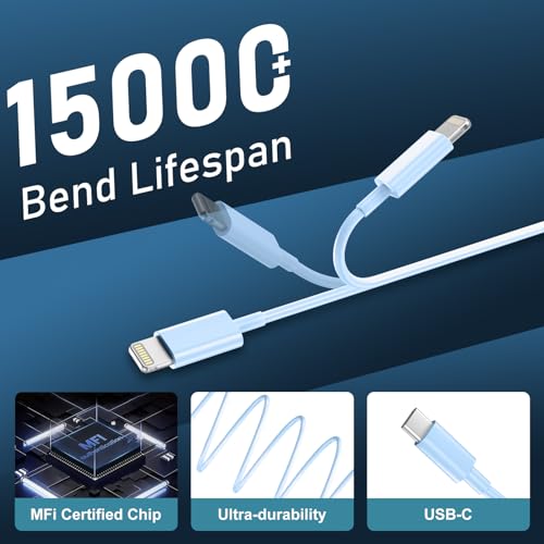 undefined Phone 14 13 12 11 Fast Charger,3FT Long Fast Charging Lightning Cable with 20W USB C Charger Block for Phone 14/14 Pro Max/13/13 Pro Max/12/12 Pro Max/11/11Pro/XS/Max/XR/X,Pad,Blue の商品画像 5