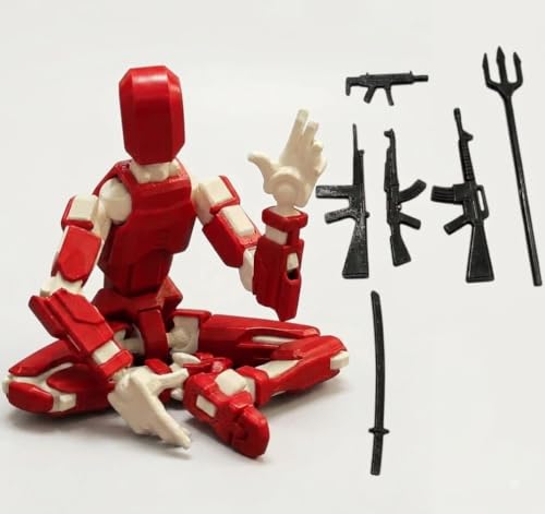 Image of (Do it Yourself) Action Figure Toys,DIY Assembly Dummy 13 Action Figures,Articulated Joints Robot,Gift Idea for Teens & Adults for 14+ (Red Armor White, Red Armor White)