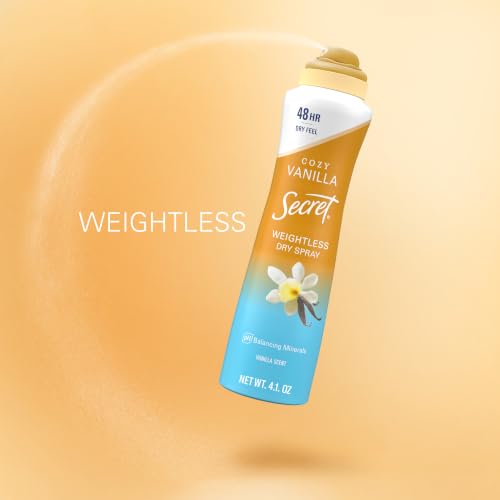 Secret Dry Spray Antiperspirant Deodorant for Women, 48hr Weightless Sweat & Odor Protection, Gentle on Skin, Cozy Vanilla Scent, 4.1 oz (Pack of 3) - image 7