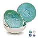 Cozymondo - Müslischalen Set aus Keramik in grün/türkis (17cm/700ml) - Made in Portugal - Suppenschüsseln mit strukturiertem Rand - Mikrowellengeeignet - 2 große Bowls der Serie Primavera