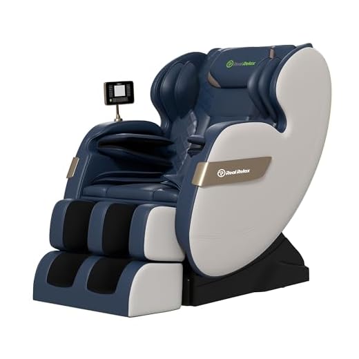Real Relax 2020 Massage Chair, Full Body Zero Gravity Shiatsu Recliner with Bluetooth and Led Light, Blue and Khaki