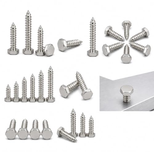 Image of Rely⇒VP INDUSTRIES (Pcs-15) M6.3x50 mm Hex Head Coach Lag Screws - White Zinc Plated Self-Tapping Wood Furniture Bolts for Beds, Cribs & Bunk Beds