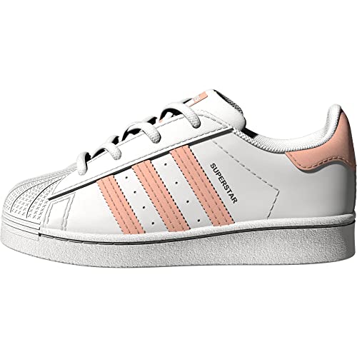 adidas Originals Kids Superstar Skate Shoe, White/Haze Coral/White, 7 US Unisex Toddler
