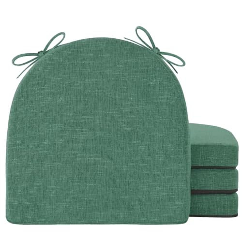Image of IPYNBAP Chair Cushions for Dining Chairs, Kitchen Chair Cushions, 16'' x 16'' x 2'', Non Slip Indoor Seat Cushions, Chair Pads for Dining Chairs with Ties & Removable Cover, Set of 4, Dark Green