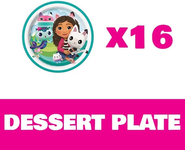 Miniatura 2 de Gabby - Decoraciones de fiesta de casa de muñecas y suministros de fiesta de casa de muñecas Gabby, 16 platos de postre y 16 platos de almuerzo, 16
