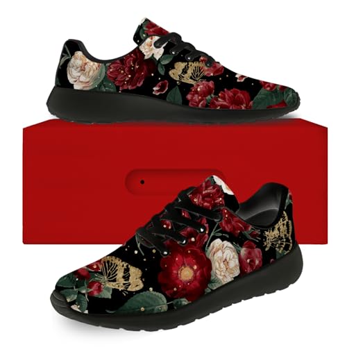 Mens Womens Rose Shoes Lightweight Running Tennis Gym Athletic Shoes Walking Sneakers Gifts for Him Her2