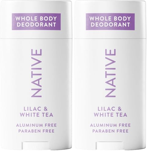 Image of Native Whole Body Deodorant, Lilac & White Tea Scent, 72 Hour Odor Protection for Pits, Privates & More, Aluminum Free Deodorant for Men & Women with Coconut Oil & Shea Butter, 2.3oz (Pack of 2)