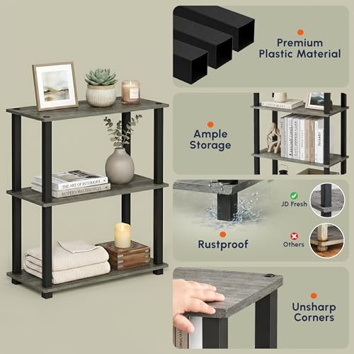 Image of JD FRESH 3-Tier Wooden Open Shelf Rack /Table Corner Display Rack /Storage Shelf Stand /Multipurpose Shelf for Living Room, Bedroom, Home Office Display (Cambridge, Walnut)