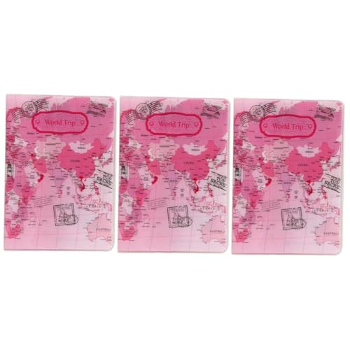 3pezzi Custodia Protettiva Per Documenti Da Viaggio Con Mappa Del Mondo Rosa Portadocumenti Per Passaporto Identità Biglietti e Carte Di Credito Design Slim e Leggero Per