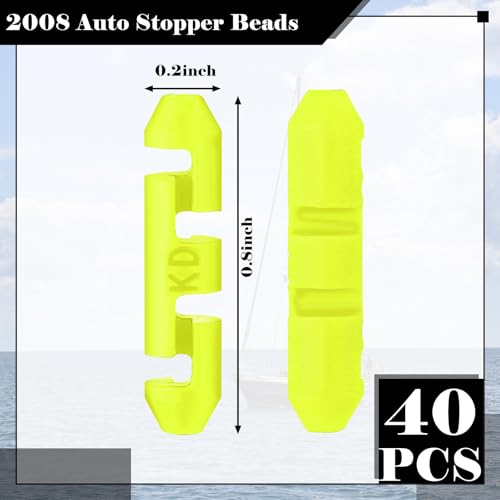 Colingmill 40 Pcs #2008-24 Auto Stopper Beads for Braided Line Auto Stop Beads Bobber Stoppers for Fishing Line Downrigger Accessories(Yellow) - Thumbnail 2