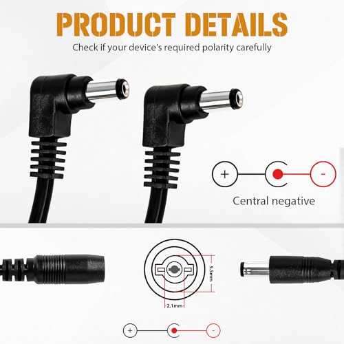 Image of STRICH SPA-10 Guitar Pedal Power Supply Adapter (1000mA -1A) AC DC 9V with 4 Way Daisy Chain Pedal Cables, Compatible for Most Effect Pedals (Tip Negative), Black