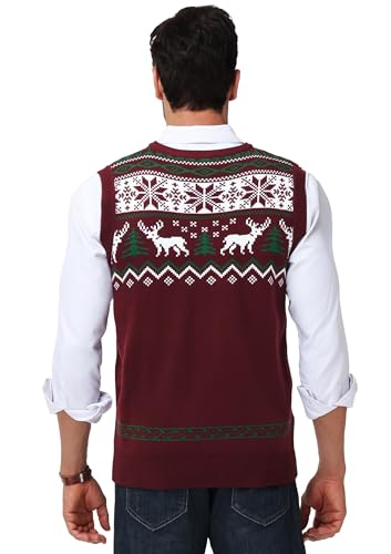 Men Christmas Sweater Vest V Neck Ugly Xmas Holiday Knit Sleeveless Pullover 7 Men Christmas Sweater Vest V Neck Ugly Xmas Holiday Knit Sleeveless Pullover - Image 8