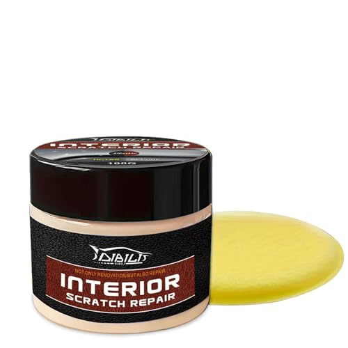 Znnhnn Kit Reparación Rayas Salpicadero Coche, Cera Restauradora para Plásticos Interiores, Elimina Arañazos y Desgaste con Esponja, Limpiador Abrillantador Portátil (100g)