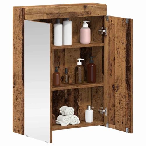 vidaXL Armario con Espejo de baño Tulum Madera Vieja 60 x 16,5 x 78 cm, Armario de baño Moderno, solución de Almacenamiento Duradera, Mueble práctico, diseño Compacto, Organizador Elegante, ahorrador