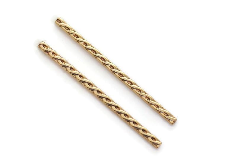 Miniatura 5 de Very thin 4mm 14k gold filled bar stud post modern geometric earrings 2 inches long (14k gold filled braided)